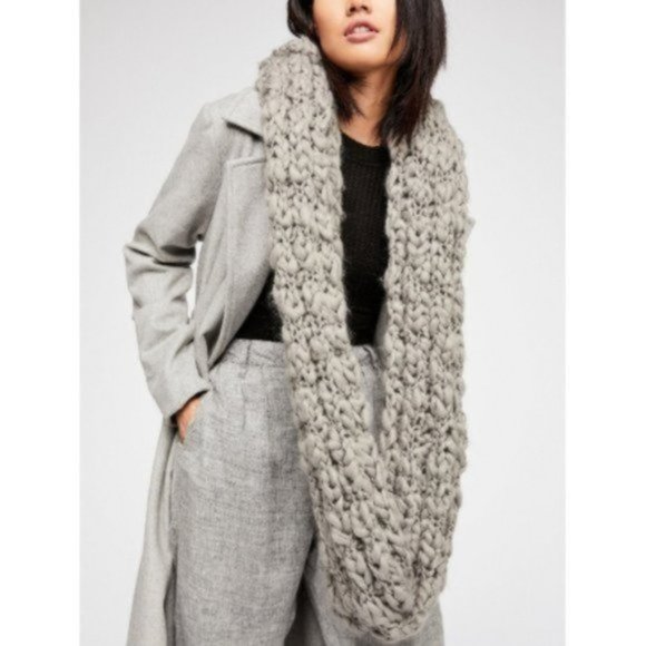 Free People Chunky Knit Cowl Scarf, Gray, One Size - Picture 2 of 5